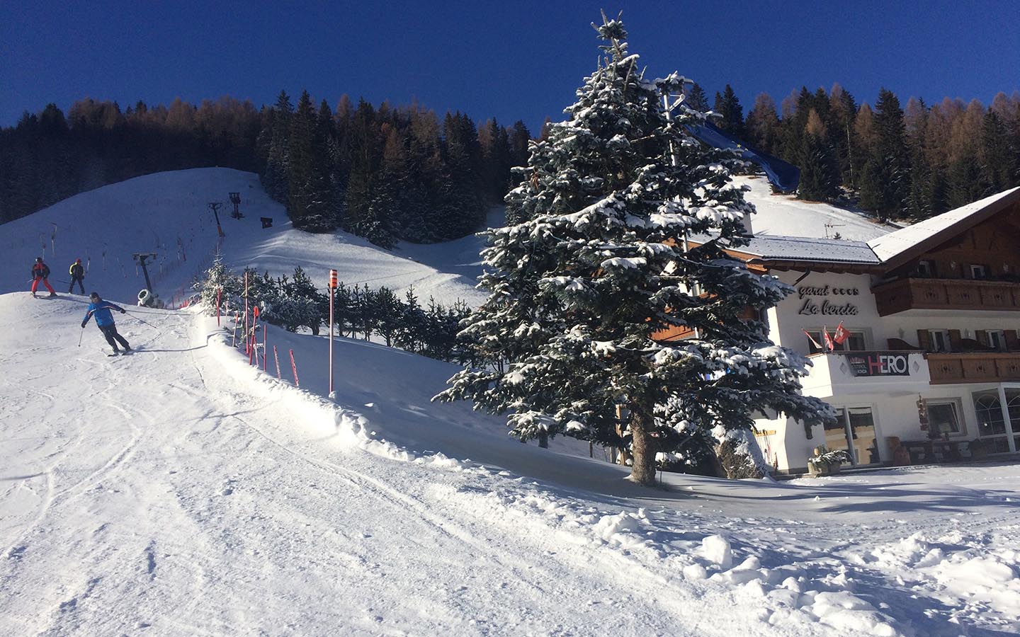 Garni Hotel La Bercia on the ski slope in Selva Gardena Wolkenstein